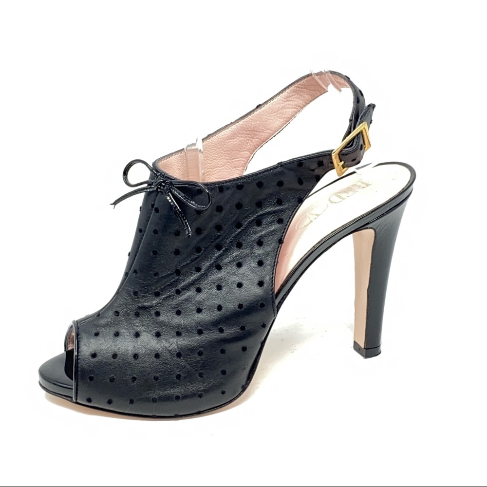 ❤️Red Valentino Black Leather Swiss Dot Bootie with Bow.